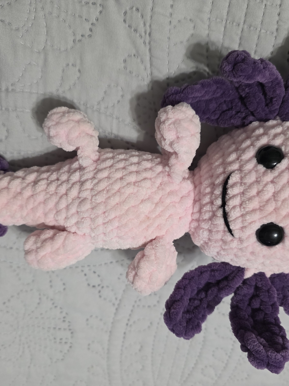 Handmade Crochet Plush Axolotl Stuffed Animal Pink Purple Small 6-14 in